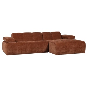Canapea cu colt maro ruginiu din textil 284 cm Mojo Rib Right Woood