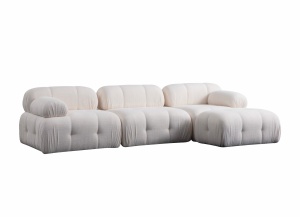 Canapea cu colt modulara alba din textil 290 cm Petite The Home Collection