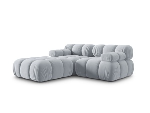 Canapea cu colt modulara albastru deschis din catifea pentru 3 persoane Bellis Bluvel Left Micadoni