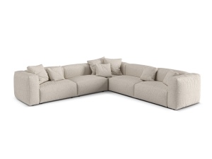 Canapea cu colt modulara bej din textil pentru 5 persoane Martina 316 Boucle Micadoni