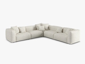 Canapea cu colt modulara bej din textil pentru 5 persoane Martina Boucle Micadoni