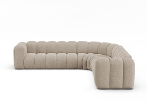 Canapea cu colt modulara bej inchis din textil pentru 5 persoane Lupine Chenille Right Micadoni