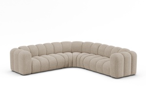 Canapea cu colt modulara bej inchis din textil pentru 6 persoane Lupine Right Micadoni