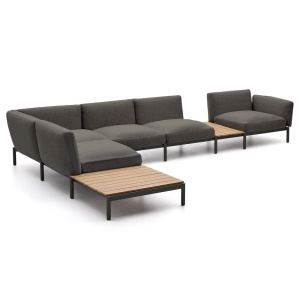 Canapea cu colt modulara exterior gri din textil pentru 5 persoane Sorells Kave Home