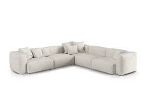 Canapea cu colt modulara gri/bej din textil pentru 5 persoane Martina Boucle XL Micadoni