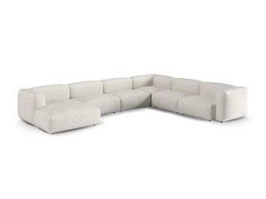Canapea cu colt modulara gri/bej din textil pentru 6 persoane Martina Monet Boucle Right XL Micadoni