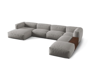 Canapea cu colt modulara gri deschis din textil pentru 5 persoane Martina Right Micadoni