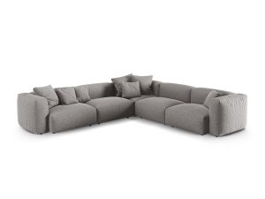 Canapea cu colt modulara gri deschis din textil pentru 5 persoane Martina XL Micadoni