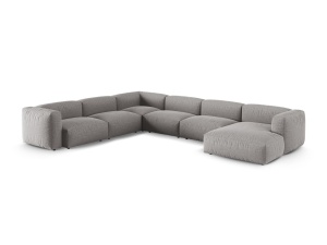 Canapea cu colt modulara gri deschis din textil pentru 6 persoane Martina Boston Left XL Micadoni
