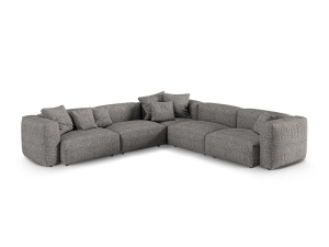 Canapea cu colt modulara gri grafit din textil pentru 5 persoane Martina Boucle XL Micadoni