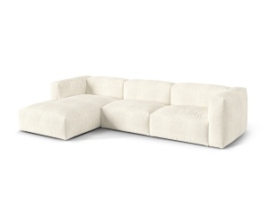 Canapea cu colt modulara ivorie din textil pentru 3 persoane Martina Boucle Left Micadoni