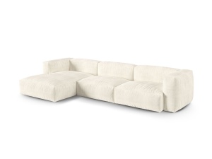Canapea cu colt modulara ivorie din textil pentru 3 persoane Martina Boucle XL Left Micadoni