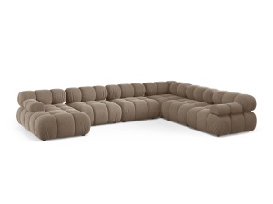 Canapea cu colt modulara maro cappuccino din catifea pentru 8 persoane Bellis Panoramic Right Micadoni