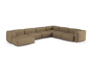 Canapea cu colt modulara maro cappuccino din textil pentru 6 persoane Martina Monet Boucle Right XL Micadoni