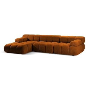 Canapea cu colt modulara maro caramiziu din textil pentru 4 persoane Bellis Boucle Left Micadoni