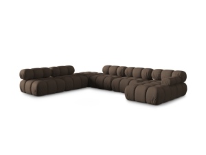 Canapea cu colt modulara maro din textil pentru 7 persoane Bellis Left 3D Micadoni