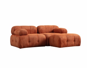 Canapea cu colt modulara portocalie din textil 190 cm Petite The Home Collection