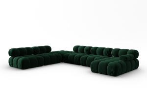 Canapea cu colt modulara verde din catifea pentru 7 persoane Bellis Panoramic Left Micadoni