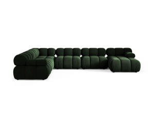 Canapea cu colt modulara verde din catifea pentru 8 persoane Bellis Panoramic Left Micadoni