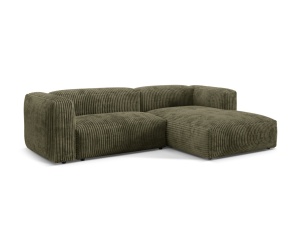 Canapea cu colt modulara verde din textil pentru 2 persoane Martina Corduroy Right Micadoni