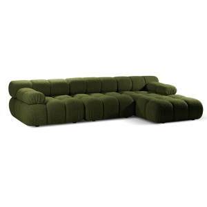 Canapea cu colt modulara verde din textil pentru 4 persoane Bellis Boucle Right Micadoni