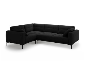 Canapea cu colt neagra din catifea pentru 4 persoane Bemy Left Velvet Micadoni