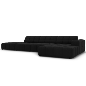 Canapea cu colt neagra din catifea pentru 5 persoane Jennifer Right Micadoni