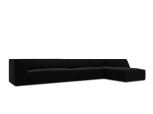 Canapea cu colt neagra din catifea pentru 5 persoane Ruby Right Micadoni