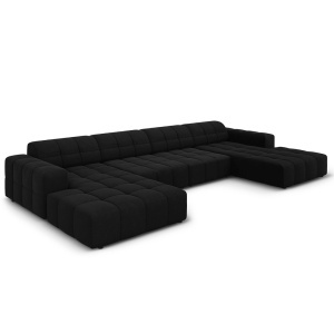 Canapea cu colt neagra din catifea pentru 6 persoane Jennifer Panoramic Micadoni