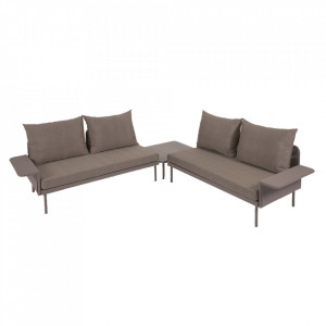 Canapea cu colt pentru exterior maro din textilena si aluminiu 230 cm Zaltana Kave Home