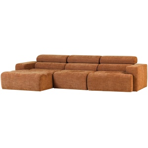 Canapea cu colt portocalie din textil 300 cm Novi Left Woood