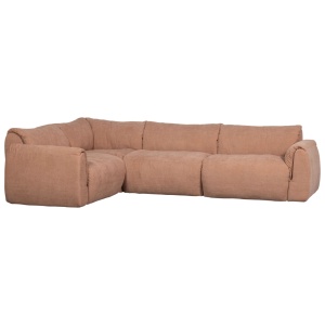 Canapea cu colt roz din textil 301 cm Baggy Chenille Left Woood