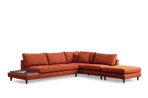 Canapea cu colt si taburet portocaliu din textil 314 cm Tulip Right The Home Collection