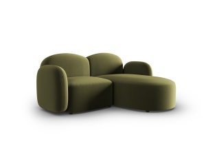 Canapea cu colt verde deschis din catifea pentru 3 persoane Blair Right Micadoni