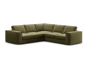 Canapea cu colt verde deschis din catifea pentru 4 persoane Pola Symmetrical Micadoni