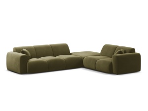Canapea cu colt verde deschis din catifea pentru 6 persoane Molino Casbla Right Micadoni