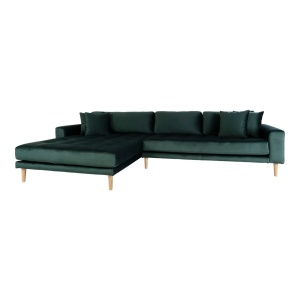 Canapea cu colt verde din catifea 290 cm Lido Left House Nordic