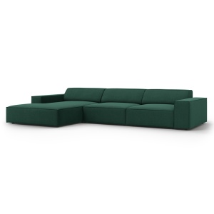 Canapea cu colt verde din textil pentru 4 persoane Jodie Left Micadoni