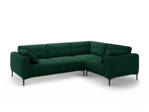 Canapea cu colt verde inchis din catifea pentru 4 persoane Bemy Right Velvet Micadoni