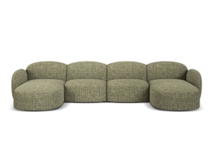 Canapea cu colt verde masliniu din textil pentru 6 persoane Blair Baltimore Panoramic Micadoni
