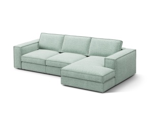 Canapea cu colt verde menta din textil pentru 3 persoane Pola Right Micadoni