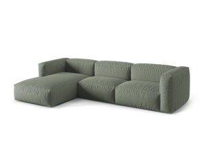 Canapea cu colt verde muschi din textil pentru 3 persoane Martina Left Micadoni