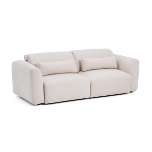 Canapea extensibila bej din textil pentru 3 persoane Lares Chenille Kave Home
