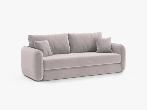 Canapea extensibila gri deschis din catifea pentru 3 persoane Dormi Micadoni