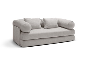 Canapea extensibila gri deschis din textil pentru 3 persoane Dreamy Liberty Micadoni