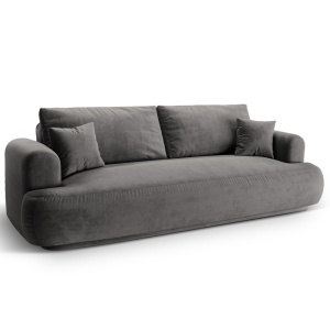 Canapea extensibila gri din catifea pentru 3 persoane Ella Micadoni