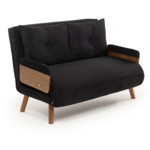 Canapea extensibila neagra din textil pentru 2 persoane Cosmo The Home Collection