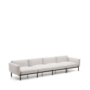 Canapea exterior alba/verde din textil pentru 4 persoane Sorells Kave Home