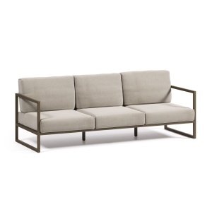 Canapea exterior gri din textil pentru 3 persoane Comova Kave Home