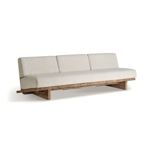 Canapea exterior maro/alba din lemn pentru 4 persoane Pure Vical Home
